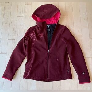 KÜHL Women’s Softshell Fleece Lined Hooded Floral Detail Burgundy Jacket Small